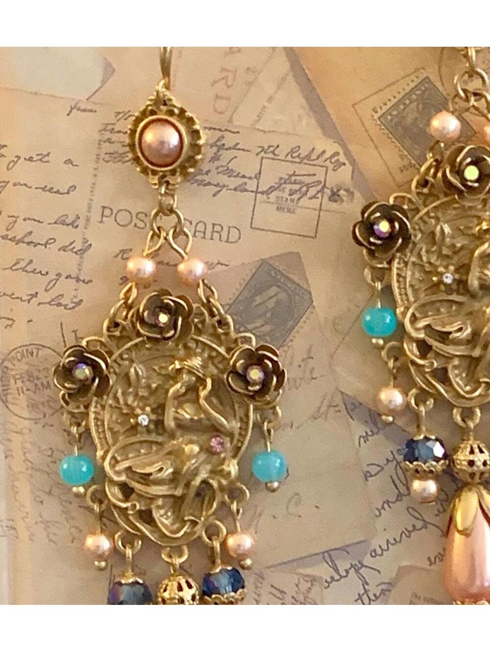 Victorian Reverie "Goddess of the Moon" Drop Earrings - Picture 4 of 5